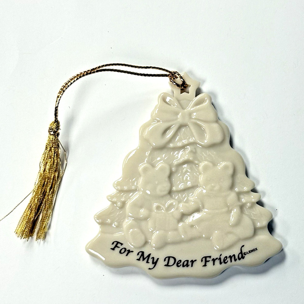 Lenox Ornament “For My Dear Friend” Christmas Tree with Gold Tassel Boxed USA